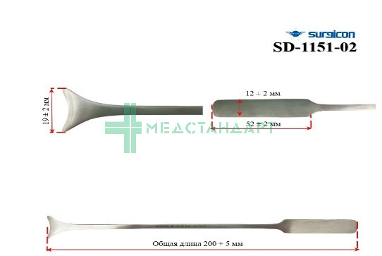 Шпатель гинекологический 2-х сторонний 200 мм SD-1151-02 (SD-2089-180S)