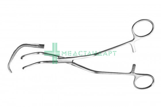Зажим с кремальерой для ушка сердца №4 изогнутый (З-98т)