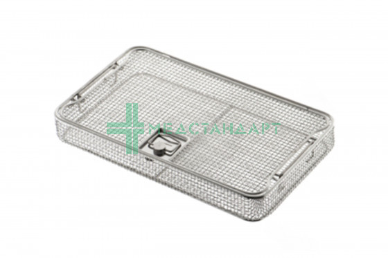 Корзина сетчатая с ручками с крышкой КСрКк-405х50 (405х250х50 мм)
