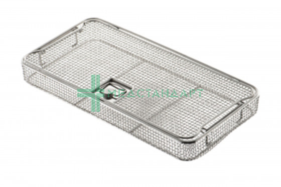 Корзина сетчатая с ручками с крышкой КСрКк-450х50 (450х225х50 мм)