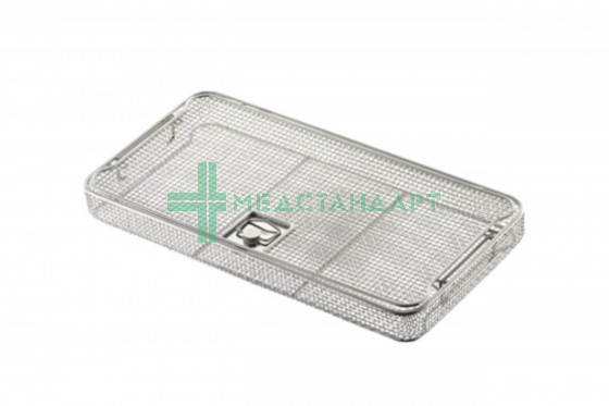 Корзина сетчатая с ручками с крышкой КСрКк-480х50 (480х250х50 мм)