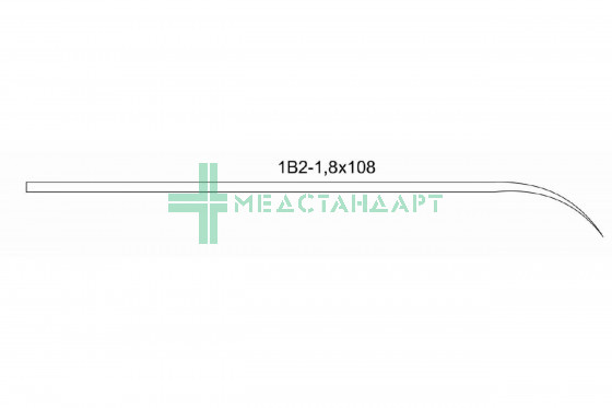 Игла анатомическая 1В2 прямая с изогнутым концом трехгранная 1,8х108 мм
