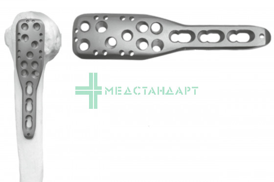 Пластина Т-образная для плечевой кости с ограниченным контактом и угловой стабильностью 126 мм (под винт Ø3,5)