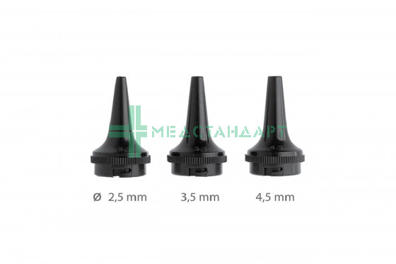 Комплект воронок многоразовых для отоскопов EUROLIGHT C и COMBILIGHT C Ø 2.5, 3.5, 4.5 мм, 3 шт. в пластике