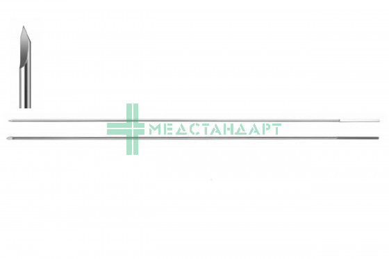Спица для скелетного вытяжения гладкая маломагнитная с перовидной заточкой 0,8х100 мм