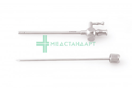 Канюля эндоскопическая одноходовая с краном прямая дренажная (AK-0100)