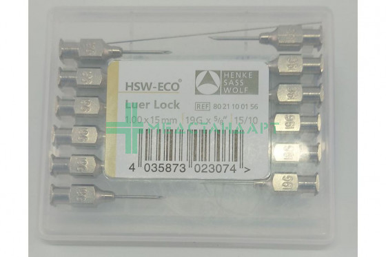 Игла инъекционная Луер-Лок 1,0х15 19G для поросят и птиц HSW-ECO