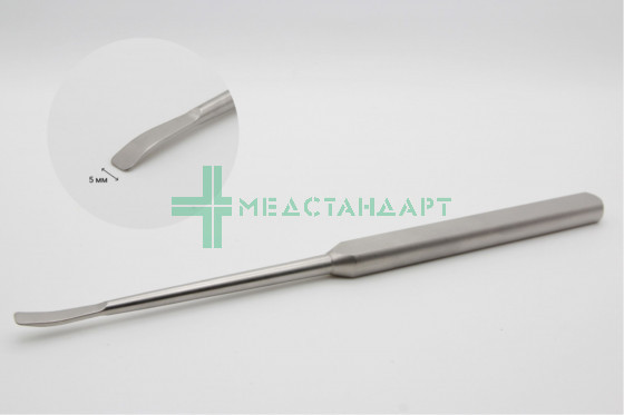 Распатор полукруглый малый тупой для поднадкостничной отсепаровки ткани средней зоны лица 5х18х160 мм